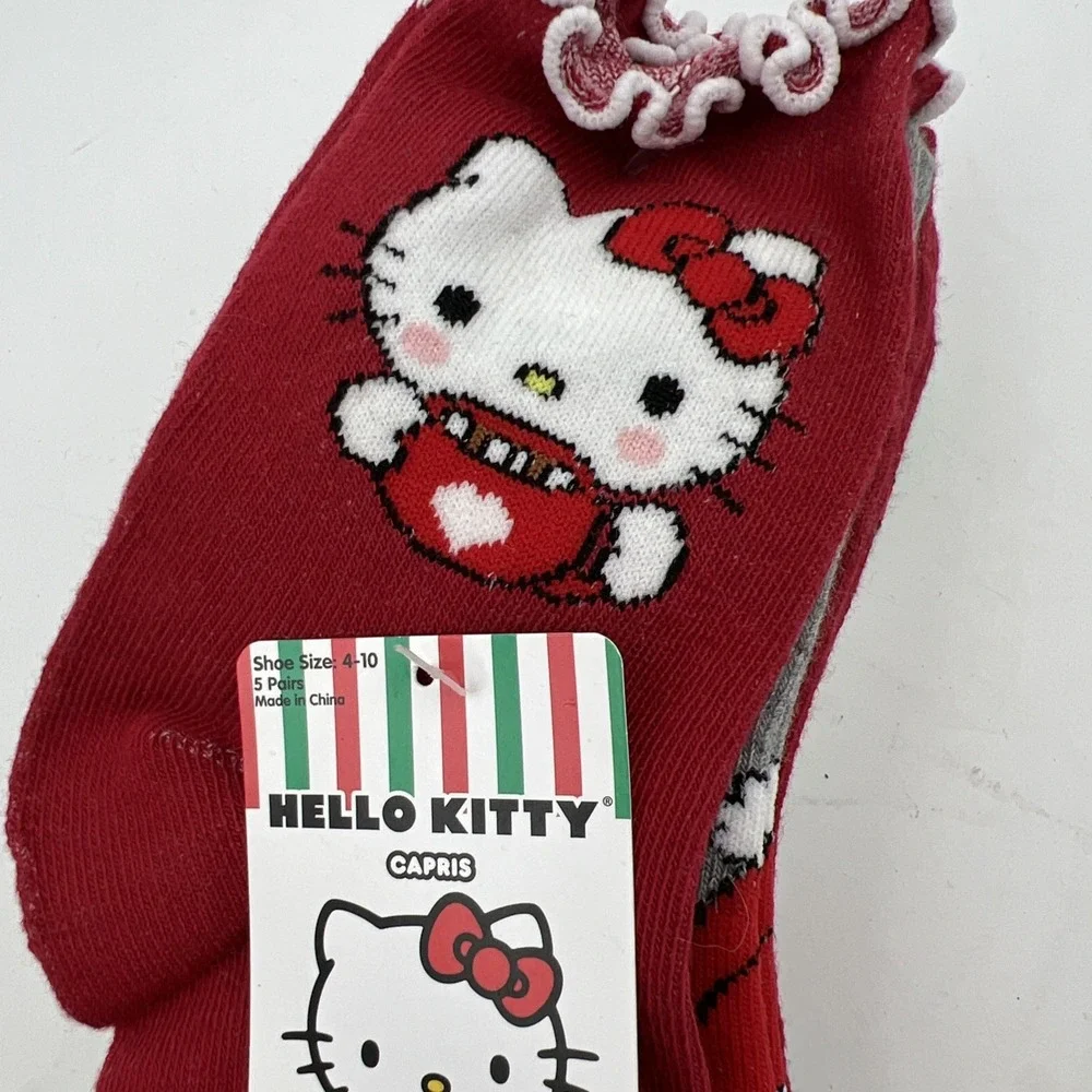Hello Kitty 5 Pack Capris Socks 2023‎ Christmas Gift Set Holiday Sanrio Stocking